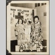 Red Cross promotion with a Japanese girl and a white girl holding flags (ddr-densho-259-277)