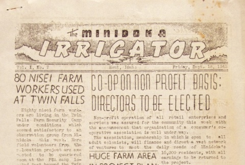 Minidoka Irrigator Vol. I No. 2 (September 18, 1942) (ddr-densho-119-2)