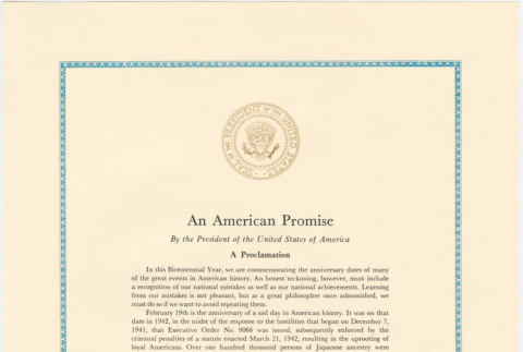 An American Promise, A Proclamation by the President of the United States (ddr-densho-122-361)