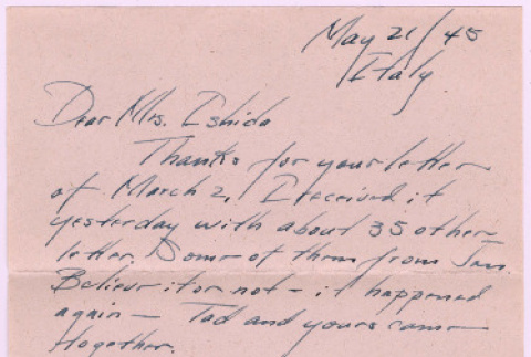 Letter from John Miyasaki To Mrs. Y. Ishida (ddr-densho-535-414)