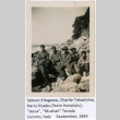 Five men in uniform on beach (ddr-densho-539-22)