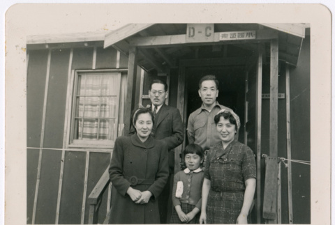 Five Japanese Americans in front of D-C building (ddr-densho-362-15)