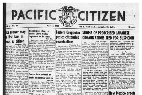 The Pacific Citizen, Vol. 36 No. 20 (May 15, 1953) (ddr-pc-25-20)