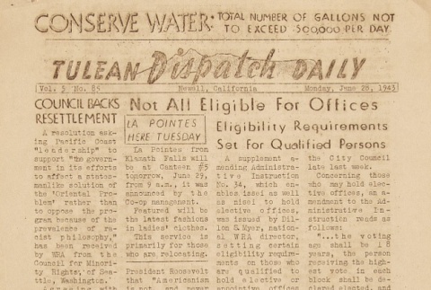 Tulean Dispatch Vol. 5 No. 85 (June 28, 1943) (ddr-densho-65-238)