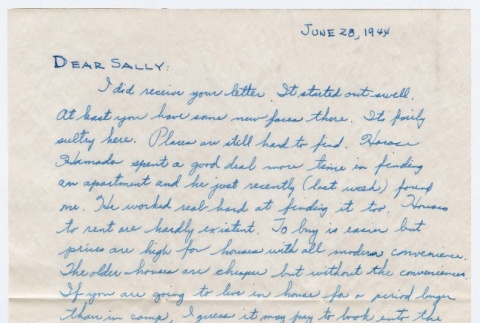 Letter to Sally Domoto from Kan Domoto (ddr-densho-329-184)