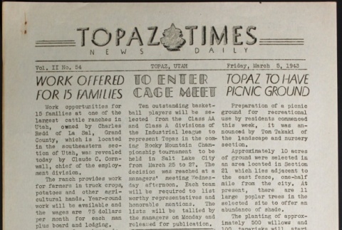 Topaz Times Vol. II No. 54 (March 5, 1943) (ddr-densho-142-117)