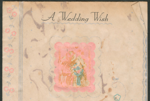 Wedding congratulations card from Mr. & Mrs. J. Akagi (ddr-densho-316-117)