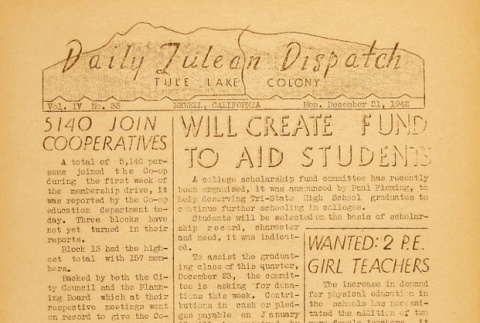 Tulean Dispatch Vol. IV No. 33 (December 21, 1942) (ddr-densho-65-121)