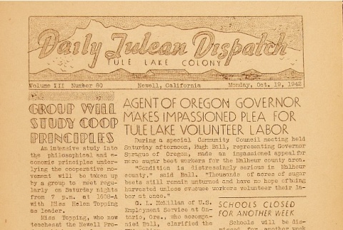 Tulean Dispatch Vol. III No. 80 (October 19, 1942) (ddr-densho-65-78)