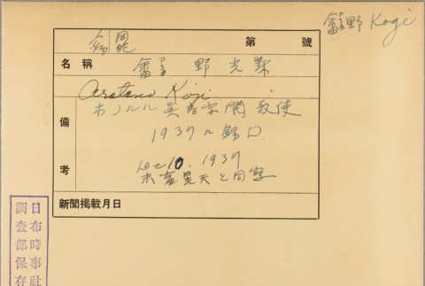 Envelope of Koji Aratano photographs (ddr-njpa-5-362)