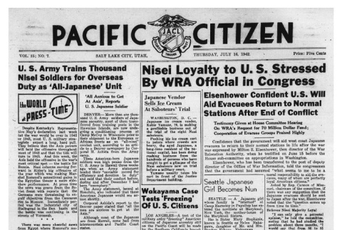 The Pacific Citizen, Vol. 15 No. 7 (July 16, 1942) (ddr-pc-14-10)