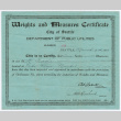 Weights and Measures Certificate for K. Tada (ddr-densho-540-11)