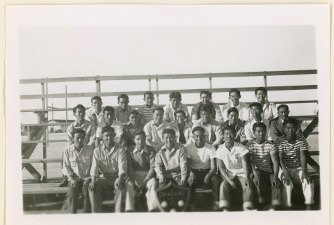Phalanx group on bleachers (ddr-densho-37-1026)