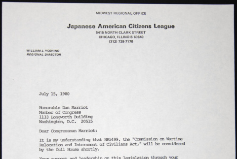 Letter to Dan Marriot from William Yoshino (ddr-chijacl-1-308)