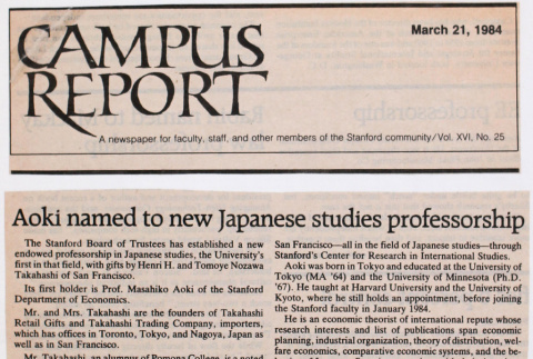 Clipping from Campus Report, Stanford University newspaper (ddr-densho-422-615)