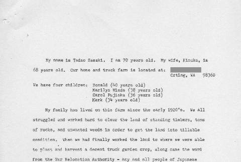 Testimony of Tadao Sasaki (ddr-densho-67-292)