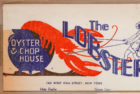 Lobster Oyster and Chop House menu (ddr-csujad-49-138)