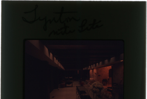 Looking into the interior of the Lynton house at night (ddr-densho-377-1201)
