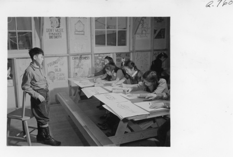 Tatsuo Matsuda modeling in a drawing class (ddr-fom-1-864)