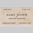 invitation card for Barn Dance at the Domoto Barn (ddr-densho-329-1372)