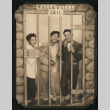 Walter Matsuoka and two companions jokingly pose in a Walla Walla Jail mock up (ddr-densho-390-70)