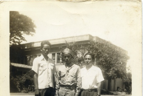 A soldier and two men (ddr-densho-22-400)