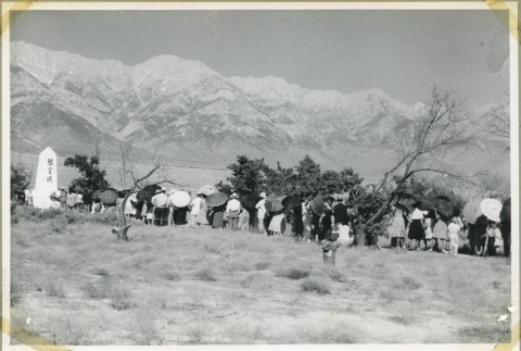 Memorial service at the Manzanar Cemetery (ddr-manz-4-203)