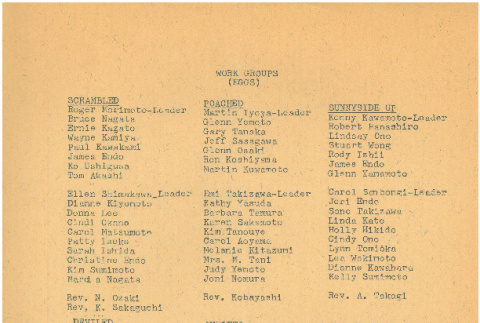 Work group lists and schedule (ddr-densho-336-681)