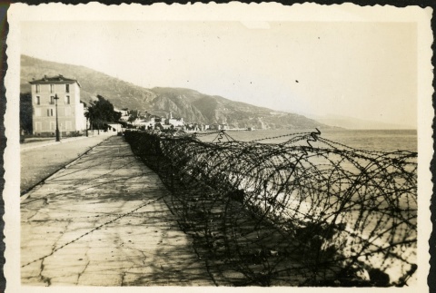 Barbed wire barricade (ddr-densho-164-41)