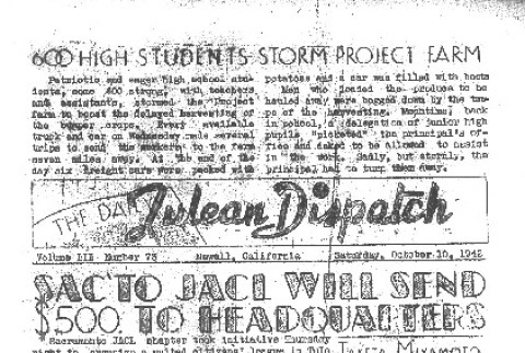 Tulean Dispatch Vol. III No. 73 (October 10, 1942) (ddr-densho-65-333)