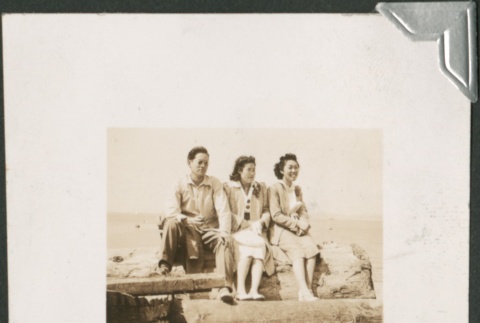 Three friends at Alki Beach (ddr-densho-328-266)