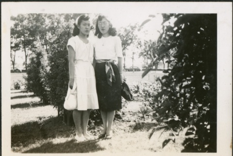Two women in a park (ddr-densho-298-172)