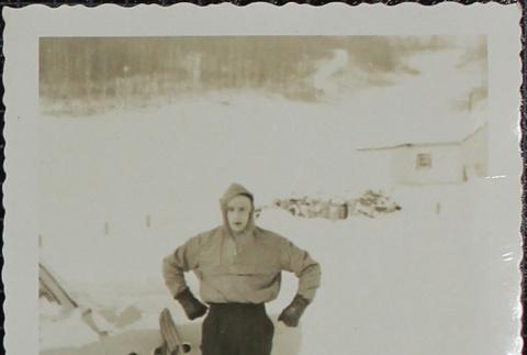 A man preparing to ski (ddr-densho-321-1249)
