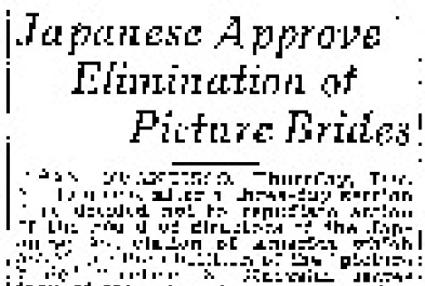 Japanese Approve Elimination of Picture Brides (December 4, 1919) (ddr-densho-56-343)