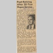 Photograph and short article regarding the retirement of Hawaiian Pineapple Co. manager (ddr-njpa-2-885)