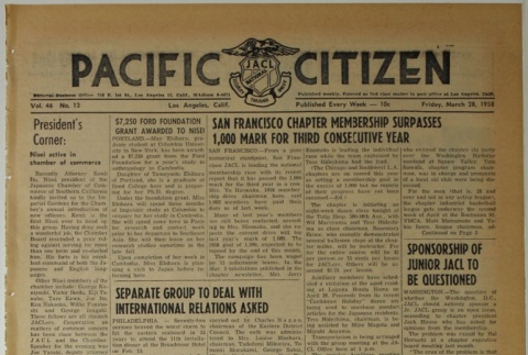 Pacific Citizen, Vol. 46, No. 13 (March 28, 1958) (ddr-pc-30-13)