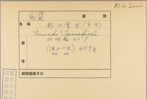 Envelope for Tsunekichi Funako (ddr-njpa-5-899)