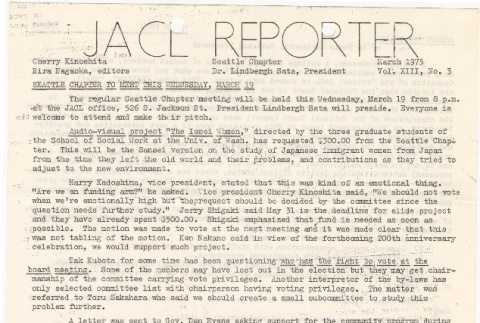 Seattle Chapter, JACL Reporter, Vol. XIII, No. 3, March 1975 (ddr-sjacl-1-244)