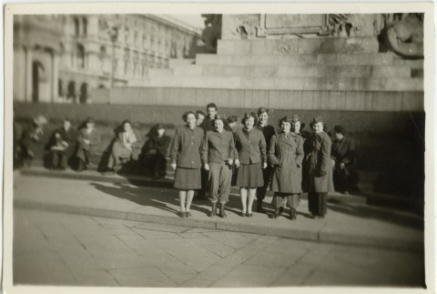 Seven woman in military uniform in a plaza (ddr-densho-201-184)