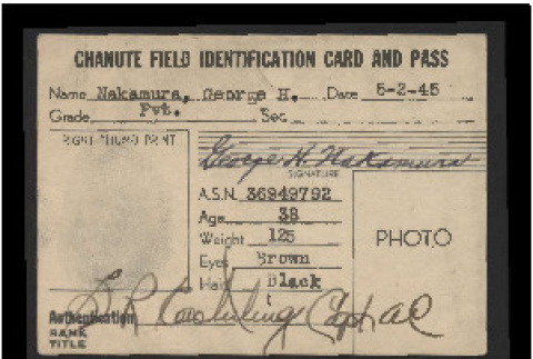 Chanute Field identification card and pass (ddr-csujad-55-2145)