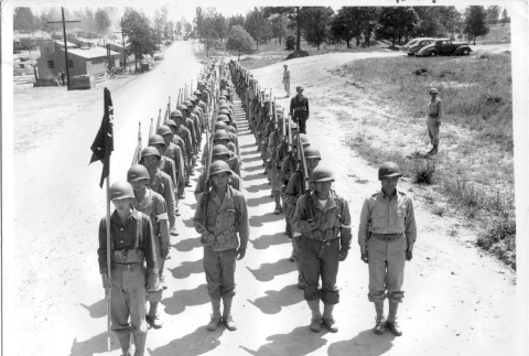 Nisei soldiers in formation (ddr-densho-114-111)