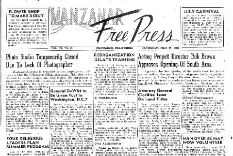 Manzanar Free Press Vol. III No. 43 (May 29, 1943) (ddr-densho-125-135)