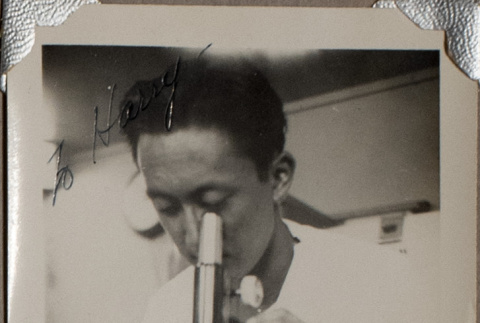 Man with microscope (ddr-densho-587-64)