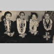 Kocho Otani, his wife, and others wearing leis (ddr-njpa-4-1903)
