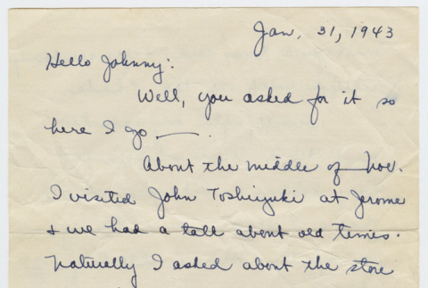 Letter from Ryo Komae to John Bonomi (ddr-janm-21-37)