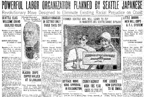 Powerful Labor Organization Planned by Seattle Japanese. Revolutionary Move Designed to Eliminate Existing Racial Prejudice on Coast. Little Brown Men Will Copy A.F.L. System. (July 25, 1915) (ddr-densho-56-269)