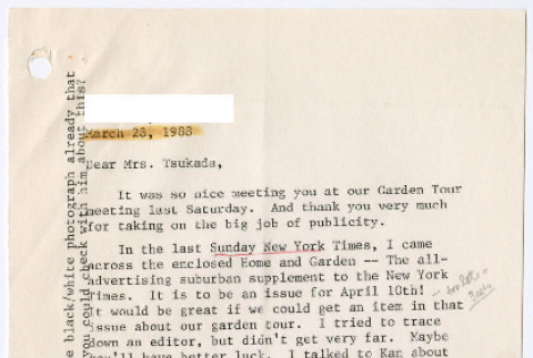 Letter to Yuri (Domoto) Tsukada from Sarah Sogi (ddr-densho-377-3059)