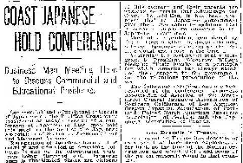 Coast Japanese Hold Conference. Business Men Meeting Here to Discuss Commercial and Educational Problems. (July 5, 1918) (ddr-densho-56-309)