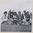 Group of six adults, a child and dog (ddr-densho-522-326)