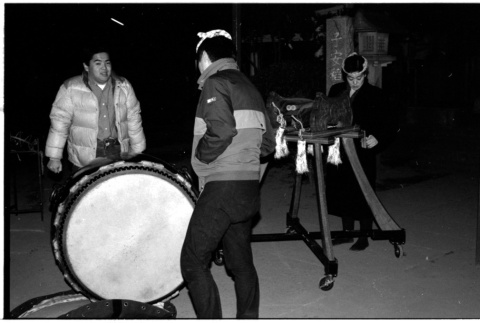 Kenny, Chizuko and one other with drum (ddr-densho-1007-1222)